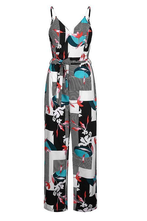 Floral Print Bleted Slip Jumpsuits