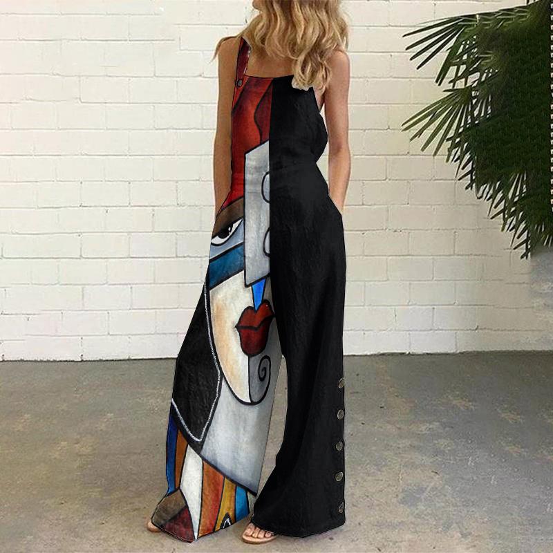 Fashion art print jumpsuit