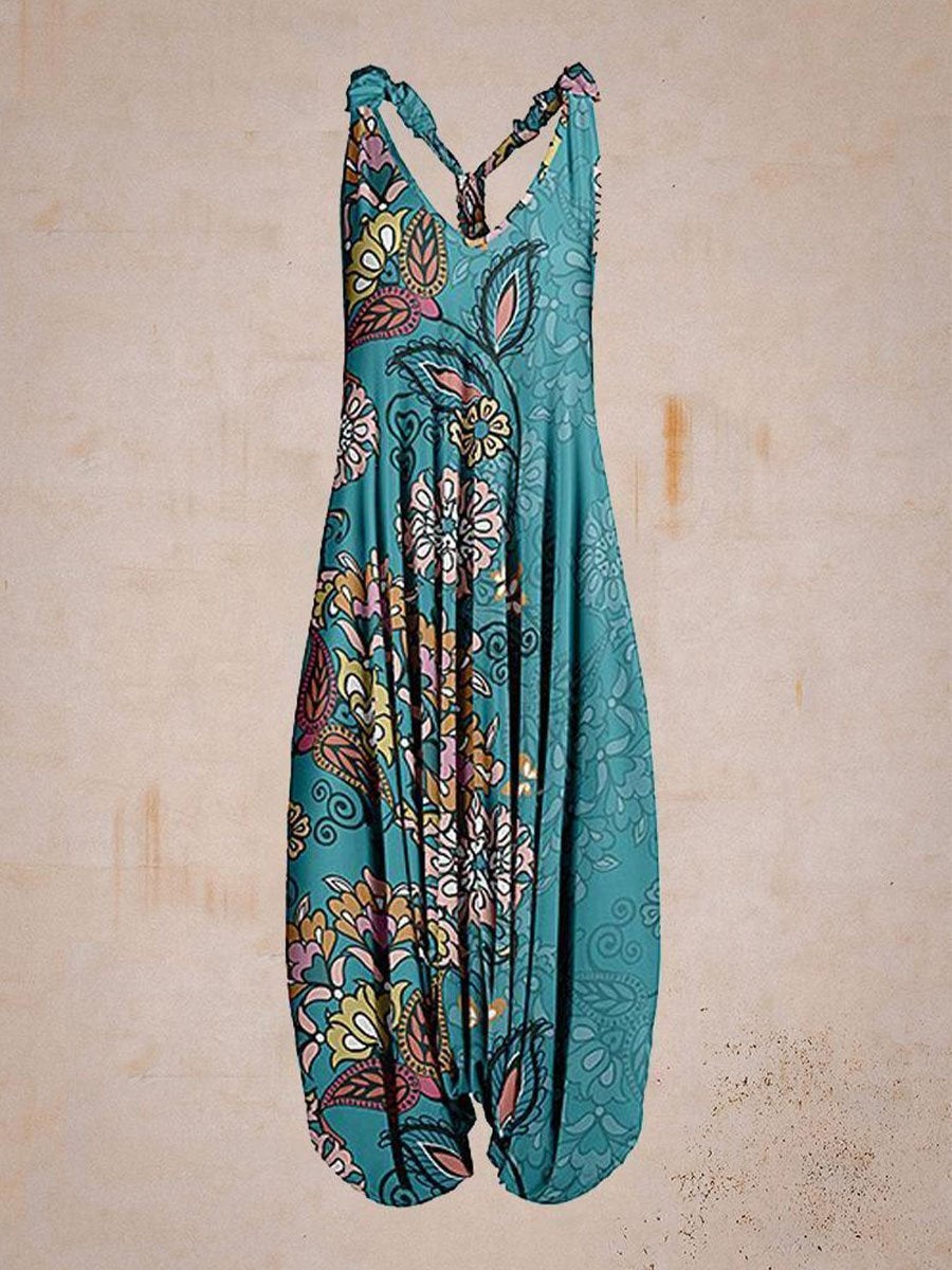 Teal & Olive Floral Harem Jumpsuit - Women & Plus