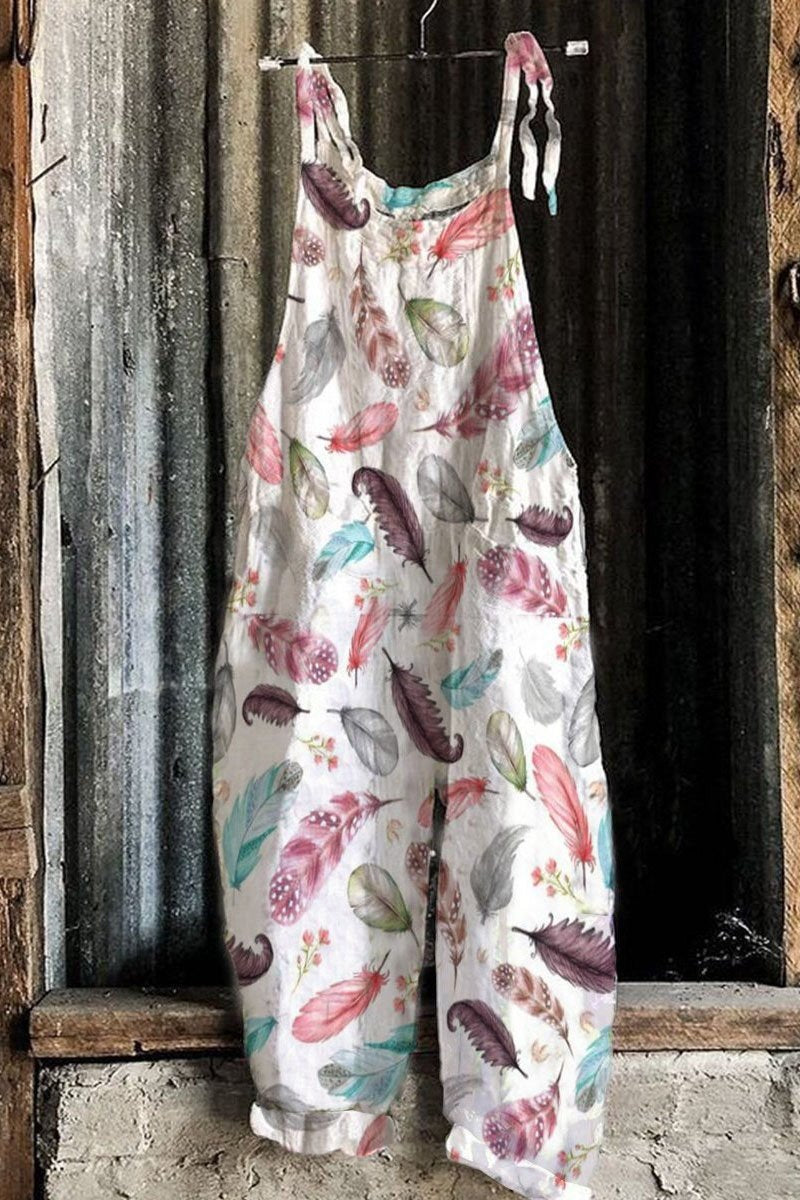 Feather Sleeveless Casual Jumpsuit