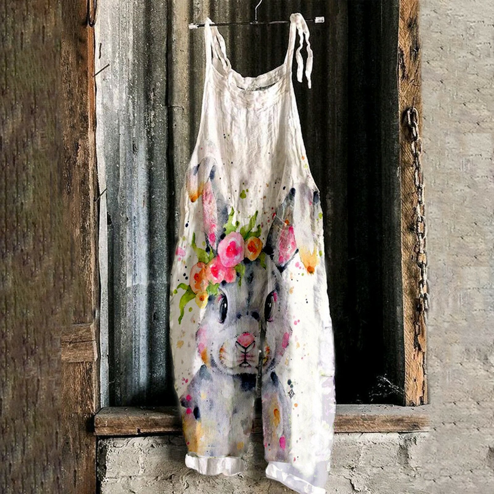 Linen print wide leg Jumpsuit