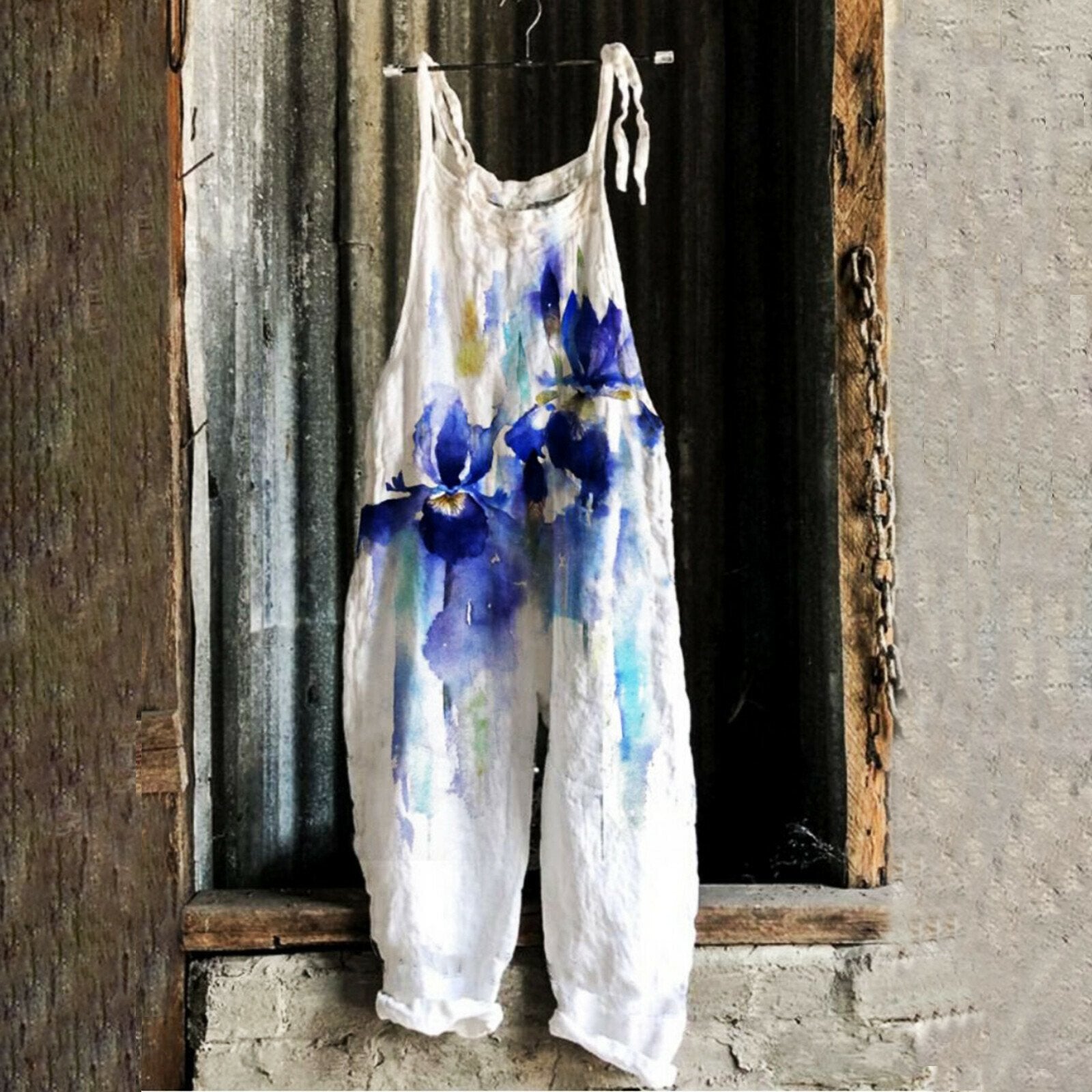 Linen print wide leg Jumpsuit