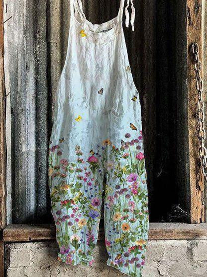 Flower Prints Sleeveless Casual Jumpsuit